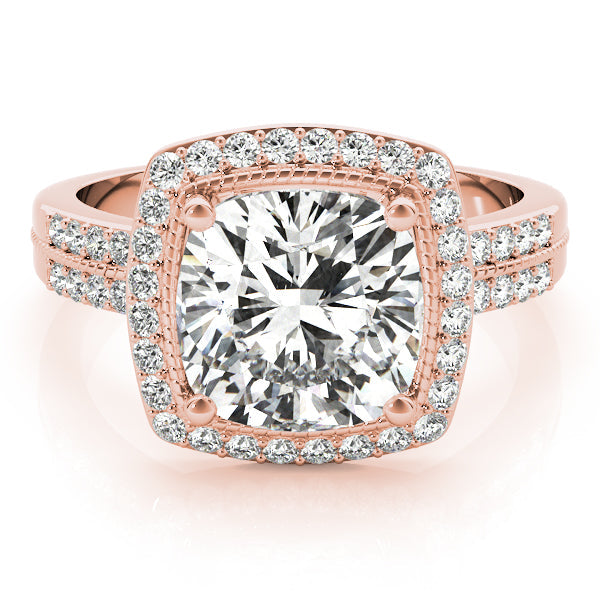 Elegant Color Rings Cushion Diamond Engagement Ring in 10K/14K gold and platinum with certified lab-grown or natural diamonds