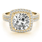 Elegant Color Rings Cushion Diamond Engagement Ring in 10K/14K gold and platinum with certified lab-grown or natural diamonds