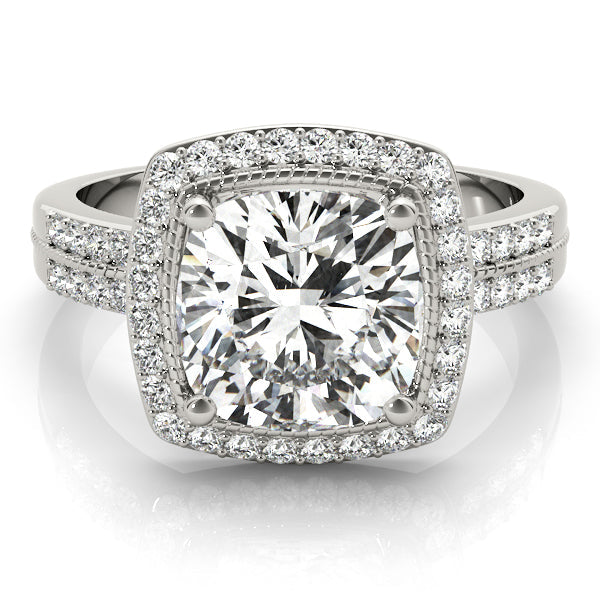 Elegant Color Rings Cushion Diamond Engagement Ring in 10K/14K gold and platinum with certified lab-grown or natural diamonds