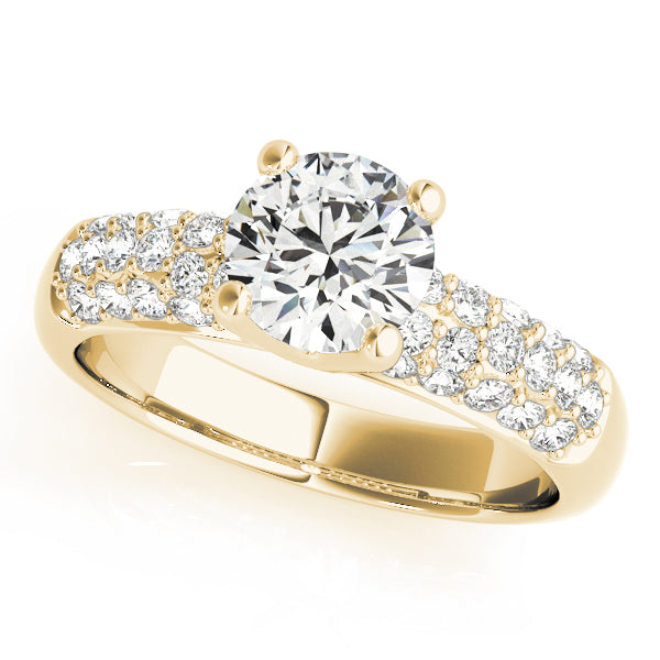 Luxe Pave Round Diamond Engagement Ring in 10K/14K gold and platinum with certified lab-grown or natural diamonds