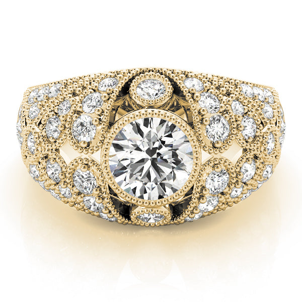 Iconic Antique Round Diamond Engagement Ring in 10K/14K gold and platinum with certified lab-grown or natural diamonds