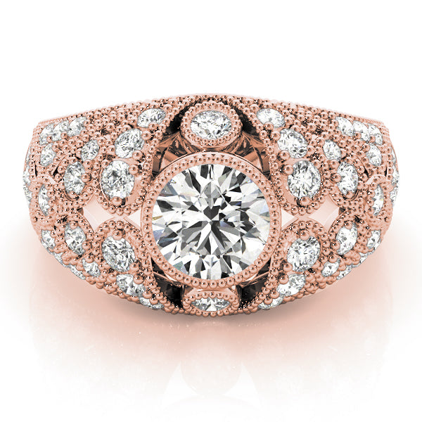 Iconic Antique Round Diamond Engagement Ring in 10K/14K gold and platinum with certified lab-grown or natural diamonds
