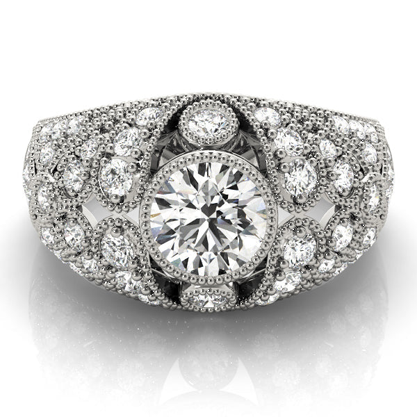 Iconic Antique Round Diamond Engagement Ring in 10K/14K gold and platinum with certified lab-grown or natural diamonds