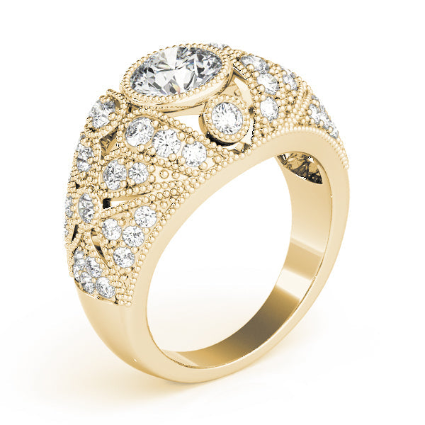 Iconic Antique Round Diamond Engagement Ring in 10K/14K gold and platinum with certified lab-grown or natural diamonds
