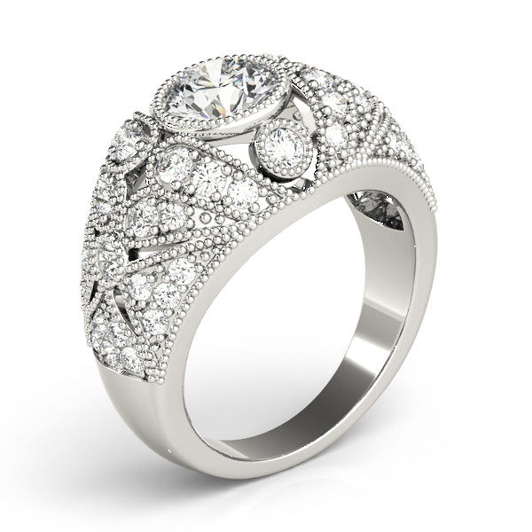 Iconic Antique Round Diamond Engagement Ring in 10K/14K gold and platinum with certified lab-grown or natural diamonds
