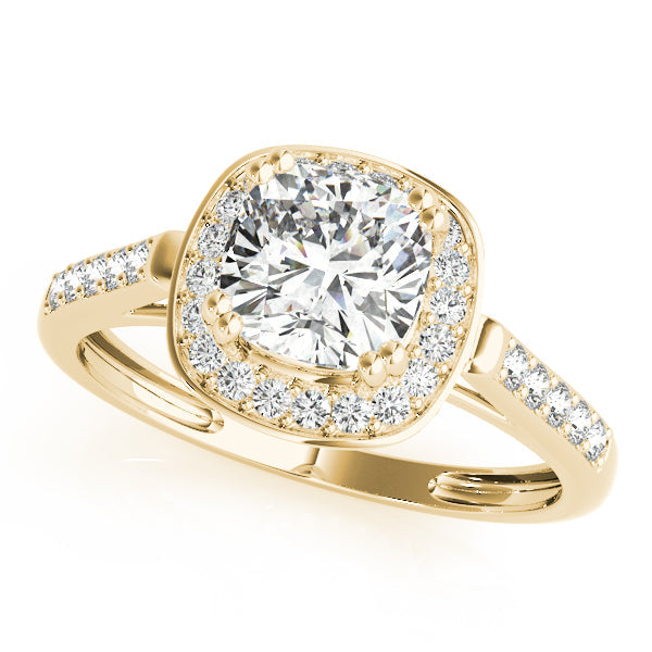 Signature Color Rings Cushion Diamond Engagement Ring in 10K/14K gold and platinum with certified lab-grown or natural diamonds