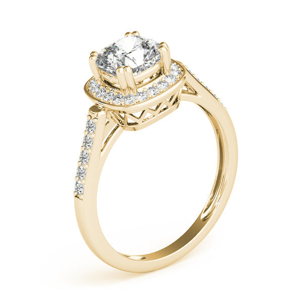 Signature Color Rings Cushion Diamond Engagement Ring in 10K/14K gold and platinum with certified lab-grown or natural diamonds