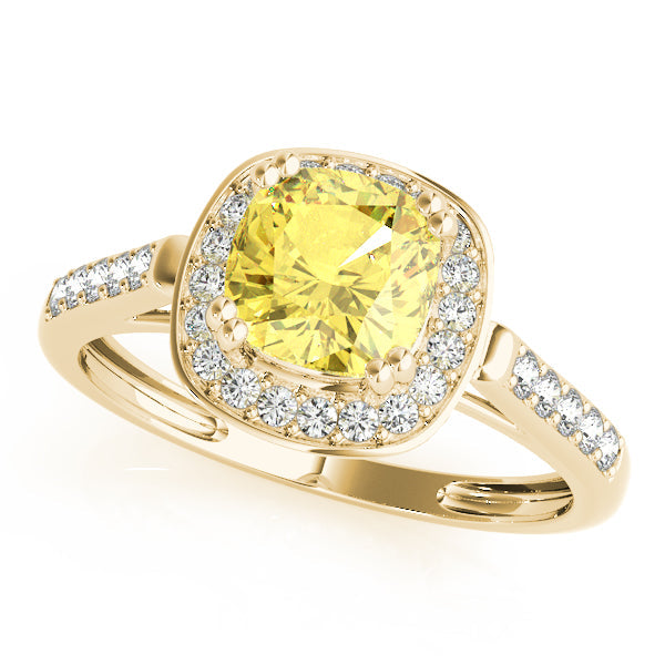 Signature Color Rings Cushion Diamond Engagement Ring in 10K/14K gold and platinum with certified lab-grown or natural diamonds