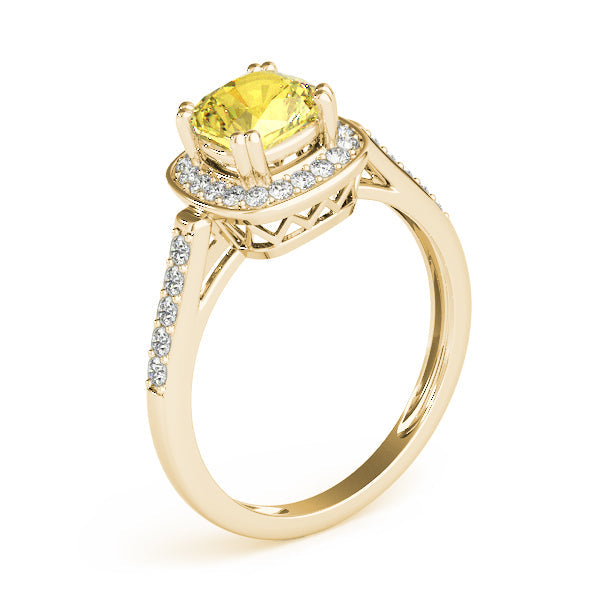 Signature Color Rings Cushion Diamond Engagement Ring in 10K/14K gold and platinum with certified lab-grown or natural diamonds