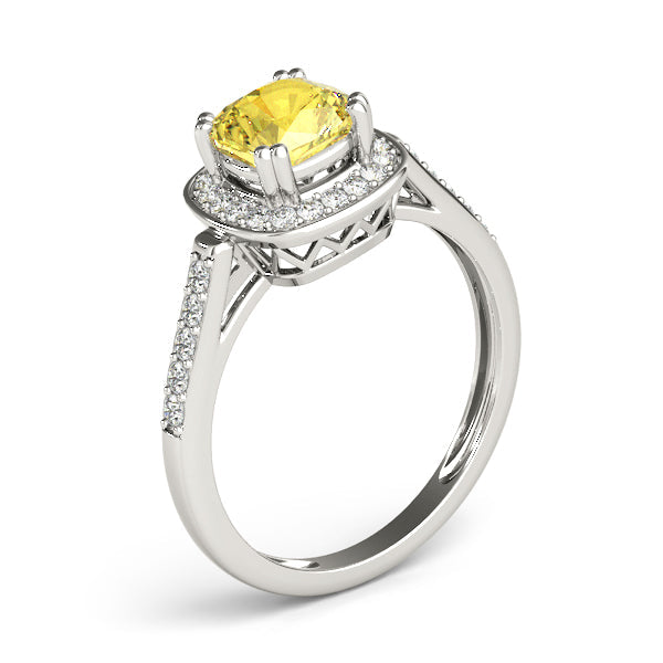 Signature Color Rings Cushion Diamond Engagement Ring in 10K/14K gold and platinum with certified lab-grown or natural diamonds