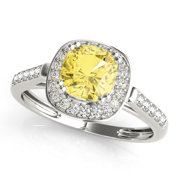 Signature Color Rings Cushion Diamond Engagement Ring in 10K/14K gold and platinum with certified lab-grown or natural diamonds