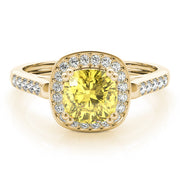 Signature Color Rings Cushion Diamond Engagement Ring in 10K/14K gold and platinum with certified lab-grown or natural diamonds