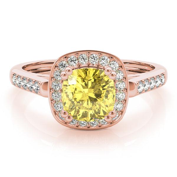 Signature Color Rings Cushion Diamond Engagement Ring in 10K/14K gold and platinum with certified lab-grown or natural diamonds