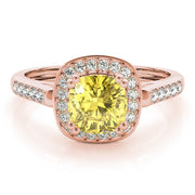 Signature Color Rings Cushion Diamond Engagement Ring in 10K/14K gold and platinum with certified lab-grown or natural diamonds