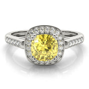Signature Color Rings Cushion Diamond Engagement Ring in 10K/14K gold and platinum with certified lab-grown or natural diamonds