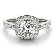 Signature Color Rings Cushion Diamond Engagement Ring in 10K/14K gold and platinum with certified lab-grown or natural diamonds