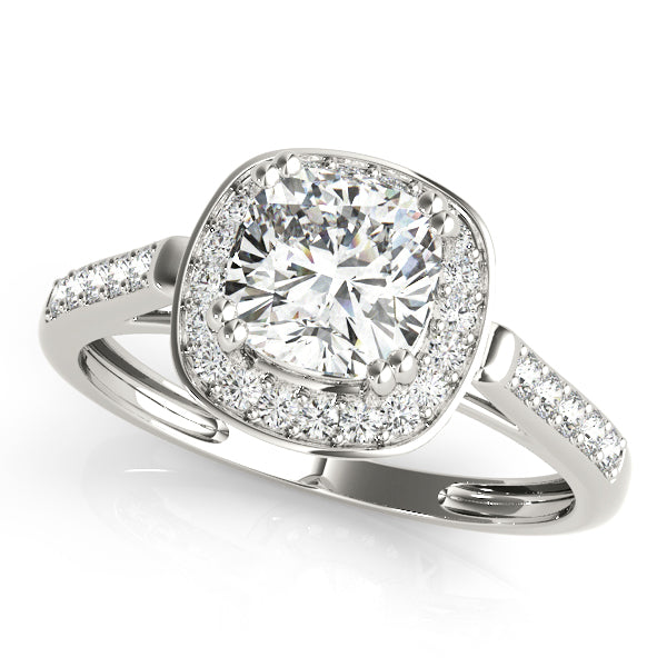 Signature Color Rings Cushion Diamond Engagement Ring in 10K/14K gold and platinum with certified lab-grown or natural diamonds