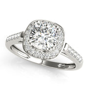 Signature Color Rings Cushion Diamond Engagement Ring in 10K/14K gold and platinum with certified lab-grown or natural diamonds