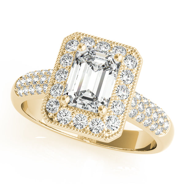 Color Rings Emerald Diamond Engagement Ring in 10K/14K gold and platinum with certified lab-grown or natural diamonds