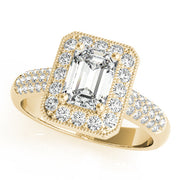 Color Rings Emerald Diamond Engagement Ring in 10K/14K gold and platinum with certified lab-grown or natural diamonds