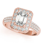 Color Rings Emerald Diamond Engagement Ring in 10K/14K gold and platinum with certified lab-grown or natural diamonds