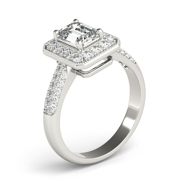 Color Rings Emerald Diamond Engagement Ring in 10K/14K gold and platinum with certified lab-grown or natural diamonds
