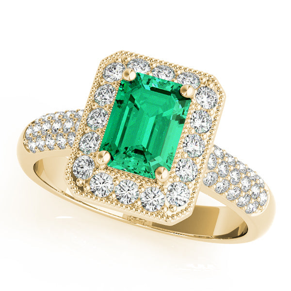 Color Rings Emerald Diamond Engagement Ring in 10K/14K gold and platinum with certified lab-grown or natural diamonds