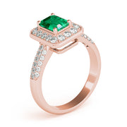 Color Rings Emerald Diamond Engagement Ring in 10K/14K gold and platinum with certified lab-grown or natural diamonds