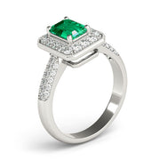 Color Rings Emerald Diamond Engagement Ring in 10K/14K gold and platinum with certified lab-grown or natural diamonds