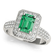 Color Rings Emerald Diamond Engagement Ring in 10K/14K gold and platinum with certified lab-grown or natural diamonds