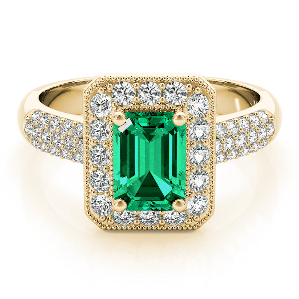 Color Rings Emerald Diamond Engagement Ring in 10K/14K gold and platinum with certified lab-grown or natural diamonds