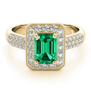 Color Rings Emerald Diamond Engagement Ring in 10K/14K gold and platinum with certified lab-grown or natural diamonds