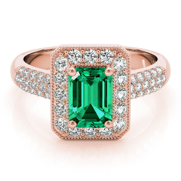 Color Rings Emerald Diamond Engagement Ring in 10K/14K gold and platinum with certified lab-grown or natural diamonds