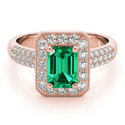 Color Rings Emerald Diamond Engagement Ring in 10K/14K gold and platinum with certified lab-grown or natural diamonds