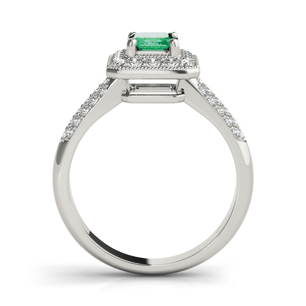 Color Rings Emerald Diamond Engagement Ring in 10K/14K gold and platinum with certified lab-grown or natural diamonds