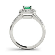 Color Rings Emerald Diamond Engagement Ring in 10K/14K gold and platinum with certified lab-grown or natural diamonds