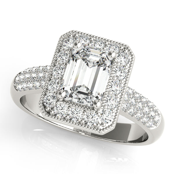 Color Rings Emerald Diamond Engagement Ring in 10K/14K gold and platinum with certified lab-grown or natural diamonds