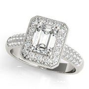 Color Rings Emerald Diamond Engagement Ring in 10K/14K gold and platinum with certified lab-grown or natural diamonds