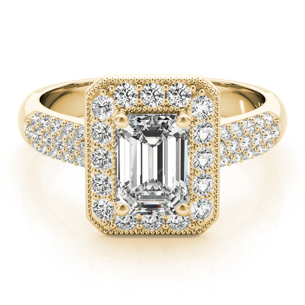 Color Rings Emerald Diamond Engagement Ring in 10K/14K gold and platinum with certified lab-grown or natural diamonds