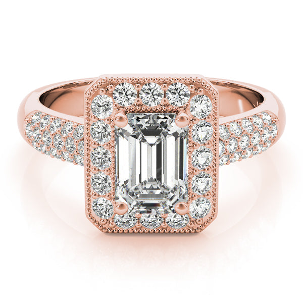 Color Rings Emerald Diamond Engagement Ring in 10K/14K gold and platinum with certified lab-grown or natural diamonds