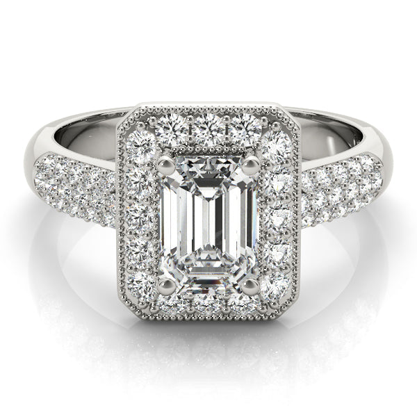 Color Rings Emerald Diamond Engagement Ring in 10K/14K gold and platinum with certified lab-grown or natural diamonds