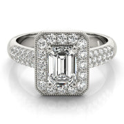 Color Rings Emerald Diamond Engagement Ring in 10K/14K gold and platinum with certified lab-grown or natural diamonds
