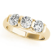 Bezel Set Three Stone Diamond Ring in 10K/14K gold and platinum with certified lab-grown or natural diamonds