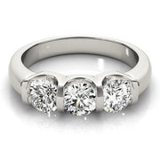 Bezel Set Three Stone Diamond Ring in 10K/14K gold and platinum with certified lab-grown or natural diamonds