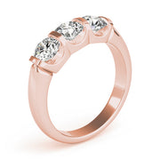 Bezel Set Three Stone Diamond Ring in 10K/14K gold and platinum with certified lab-grown or natural diamonds