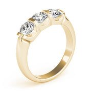 Bezel Set Three Stone Diamond Ring in 10K/14K gold and platinum with certified lab-grown or natural diamonds
