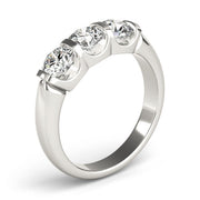Bezel Set Three Stone Diamond Ring in 10K/14K gold and platinum with certified lab-grown or natural diamonds
