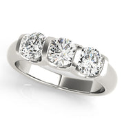 Bezel Set Three Stone Diamond Ring in 10K/14K gold and platinum with certified lab-grown or natural diamonds