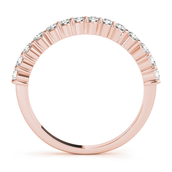 Single Row Prong Set Wedding Half Eternity Ring in Gold & Platinum