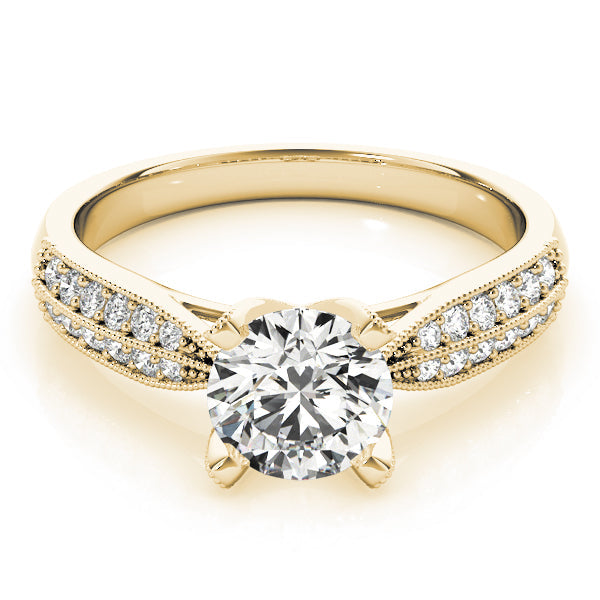 Regal Pave Round Diamond Engagement Ring in 10K/14K gold and platinum with certified lab-grown or natural diamonds